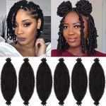 FFDDear 6 Packs Springy Afro Twist Hair 10 Inch Pre-Separated Spring Twist Hair Natural Black Marley Twist Crochet Braiding Hair for Soft Locs Hair Synthetic Hair Extensions for Women (10Inch,1B)