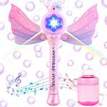 deAO Bubble Machine for Kids, Light Up Princess Bubble Wand for Girls with Music & Detachable Wings, Automatic Bubble Blower Maker Toys Outdoor Indoor Garden Wedding Party Toys for Toddlers Ages 3+