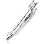 HONEY BEAR 1.93" Mens Tie Clip Bar - Normal Size Silver Feather Arrow for Business Wedding Gift,4.9cm