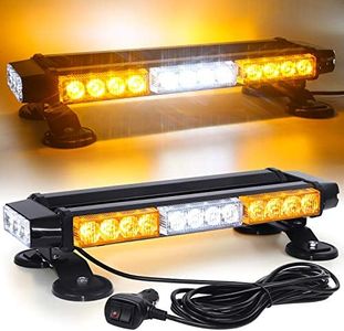 LINKITOM LED Strobe Flashing Light Bar -Double Side 30 LED High Intensity Emergency Hazard Warning Lighting Bar/Beacon/with Magnetic for Vehicle Trucks Roof Safety (Amber&White)