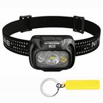 Nitecore NU33 700 Lumen Aluminum Headlamp Triple Light Sources USB-C Rechargeable Headlight Tag, White,red