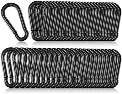 50 Pack 1.97" Heavy Duty Carabiner Clips, M5 Black Galvanized Steel Spring Snap Hooks, Rust-Resistant Keychain Clips for Hammock, Camping, Hiking, Fishing, Swing Set