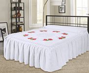 Luxury White 100% Cotton Candlewick Fitted Traditional Bedspread Single Double King SK (Double)