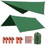 REDCAMP Hammock Rain Fly Camping Tarp Waterproof, 10x10ft Lightweight Backpacking Rain Tarp Shelter for Hiking Outdoor, Green