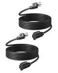 DEWENWILS Outdoor Extension Cord 20ft, 3 Prong Waterproof Extension Cable for Indoor Outdoor Appliances, 16/3 SJTW, Black, ETL Listed, 2 Pack