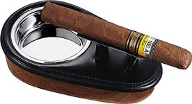 Visol Products VASH451 "Hayes" Leather and Wood Cigar Ashtray, Black