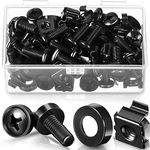 50 Pack M6 x 16 mm Rack Mount Cage Nuts, Screws and Washers Stainless Steel Black Server Rack Screws Square Insert Nuts for Audio Server Console Mounting Routers, Shelves, Enclosures, Cabinets