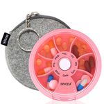 Pill Organizer Travel Pill Cases Weekly Cute Round Pill Box Purse Pill Container Portable Small Medicine Organizer (Pink+Bag)