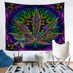 Loussiesd Marijuana Leaf Tapestry for Men Adults Cannabis Leaves Wall Hanging Marijuana Weed Leaf Print Wall Blanket Room Decor Psychedelic Colorful Leaf Wall Art Medium 51x59 Beach Throw Blanket