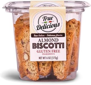 True Delicious GLUTEN FREE INGREDIENTS ALMOND BISCOTTI, buttery, fine Italian cookies, baked twice (4 boxes of 6oz each)
