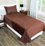 RD TREND 190 GSM Flannel Warm bedsheets for Winter Single Flat Size (60x90 Inches) with 1 Pillow Cover Size (18x28 Inches) Color- Coffee Pattern-Striped