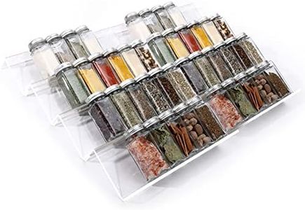 MIUKAA Clear Acrylic Spice Drawer Organizer, 4 Tier- 2 Set Expandable From 9" to 18" Seasoning Jars Drawers Insert, Kitchen Spice Rack Tray for Drawer/Countertop (Jars not included)