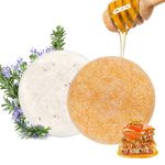 100% Natural Shampoo Bar for Hair 2 Pieces Solid Shampoo Soap for Treated Dry Damaged Hair Vegetarian Plant Essence Helps Stop Hair Loss and Promotes Healthy Hair Growth 4.2oz (Honey & Rosemary)