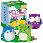 Animals Amigurumi Crochet Kit for Beginners – Easy-to-Use Knitting Kit for Adults with Soft Cotton Yarns, Tools and Instructions | for Creating Cute Handmade Gifts, Stress Relief and Fun DIY Projects