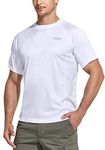 CQR Men's UPF 50+ UV Sun Protection Outdoor Shirts, Athletic Running Hiking Short Sleeve Shirt, Cool Dry fit T-Shirts, Short Sleeve Sun Shirt White, 3XL