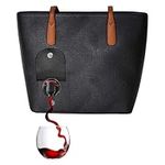 PortoVino Classic Tote Bag - Vegan Leather Wine Purse with Hidden Spout and Dispenser Flask for Wine Lovers That Holds and Pours 2 Bottles of Wine! for Traveling, Concerts, Bachelorette Party - Black