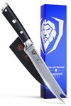 DALSTRONG Tomato Slicing Knife - Gladiator Series Elite - 5 inch - Serrated Utility - German High Carbon Steel - Black Handle Kitchen Knife Vegetable - Sheath Included - NSF Certified