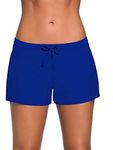 FIYOTE Women Sports Summer Bottom Slit Swim Beach Board Shorts - blue - Small