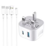 Apple iPad Fast Charger Plug and Cable,USB and Type C Fast Charging with Two Cables USB and C for iPad Pro 12.9 11 10.5 10.2 9.7,iPad Air, iPad 1st/2nd/3rd/4th/5th/6th,iPad mini1/2/3/4/5/6