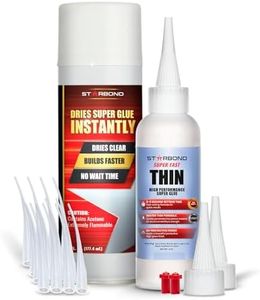 Starbond Thin CA Glue with Activator Bundle (4 oz. + 6 oz.) – Premium Cyanoacrylate Super Glue with Aerosol Accelerator – for Woodworking and Repair, Pen Turning, CA Finish, Inlays, Luthiery, Crafts