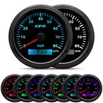 ARTILAURA GPS Speedometer Gauge 7 Color 85mm 3-3/8" 0-80 MPH GPS Speedometer Car Antenna for Car Boat Marine Truck