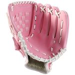 shenn Baseball Glove 12.5 Inches PU Leather Sport Batting Gloves Left Catcher's Mitts Softball Trainning Accessories for Adults Youth Kids, Pink