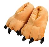 LANFIRE Unisex Soft Plush Home Slippers Animal Costume Paw Claw Shoes Dinosaur paw slippers (6/9, Brown, numeric_6)