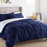 Linenspa Pinch Pleat Down Alternative Comforter, Microfiber, Navy, Full