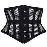 ShopologyGB Women's Underbust Black Cotton Mesh Original Steel Boned Waist Training Corsets (UK, Alpha, M, Regular, Regular, Black)