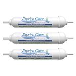 SpringClear Water Gem Compatible in-Line Filter Cartridge with 3/8" Male Stem | Universal Carbon Filter for Fridge Water Dispenser and Ice Maker with Scale Reduction | Kitchen Tap Filter (3 Pack)