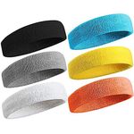 Linwnil Sweatband Sport Headband for Men & Women Moisture Wicking Athletic Cotton Terry Cloth Sweatband for Tennis,Running,Gym,Working Out,Performance Stretch & Moisture Wicking(headband-6pcs)