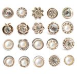 HEAVY DRIVER® 20pcs Brooch Pins for Women Cover Up Button Pins Instant Button Jeans Button Pins Women Shirt Safety Brooch Enamel Pins Modesty Pins Pearl Brooch Buttons for DIY Clothing Dress Coat