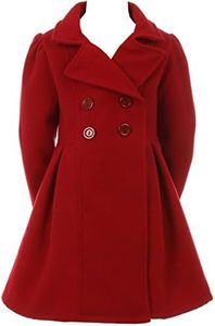 BluNight Collection Big Girls Girls Dress Coat Long Sleeve Button Pocket Long Winter Coat Outerwear Red 10 (2J0K4S9)