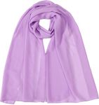 World of Shawls Chiffon Scarves Wraps for Wedding Party Special Occasions Women Plain Neck Scarf Soft Headwrap Girls Headscarf Sheer Wrap 45 x 160 Cm (Lilac)