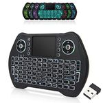 2.4GHz Mini Wireless Keyboard Remote Control with Touchpad Mouse Combo, 7-colors Backlit Rechargeable Portable Keyboard for Android TV Box, Smart TV, PC, Windows, HTPC, Laptop Wireless Mini Keyboard