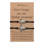 SUNSH 2Pcs Turtle Bracelets for Women Teen Girl Boy Kids Cute Handmade Adjustable String with Wish Message Card Inspirational Jewelry Couple Lover Boyfriend Girlfriend Mother Daughter Friendship Gifts