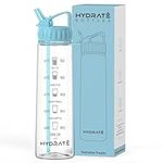 HYDRATE 900ml Water Bottle with Straw - BPA-Free, Leak-Proof Water Bottle with Time Markings, Flip Nozzle, Strong Material, Drop-Proof, Suitable for Gym, School, Office, Sports, Outdoor Use - Black