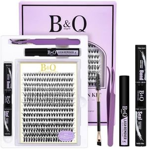 B&Q Lash Clusters Kit 280PCS Eyelash Clusters Kit,40D 50D D 9-16MIX Individual Lash Comfortable Eyelash Extension Set, Classic Look with Bond and Seal Waterproof, Remover DIY at Home(Set,40D+50D)
