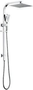 New Decaura 10'' Rain Shower Head System Square 3-Mode Handheld Dual Shower Rail Set 250mm Large Overhead Shower Brass Bathroom