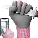 DURATECH A7 Cut Resistant Work Gloves, Sandy Nitrile Coated Palms, Lightweight Cut Proof Gloves with Touch-Screen Compatiblility, Safety Gloves for Mechanics, Gardening, Fishing, Pink 1 Pair (S)