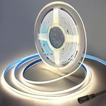 RYE 4.5M DC12V COB LED Strip Light,Medium White 4000K,320LEDs/M Rope/Tape Light DIY as TV Backlight,Kitchen Under Counter/Cabinet/Wardrobe/Cupboard/Stairs Step Light,Power Supply Excluded.