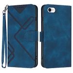 Mavis's Diary Flip Cover for iPhone SE 2020| iPhone 8| iPhone 7| iPhone 6 Case Wallet, Men Women Stylish PU Leather Folio Shell Protective Bumper Card Holder Magnetic Folding Lanyard Case (Blue)