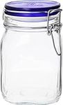 Bormioli Rocco Fido Square Jar with Blue Lid, 33-3/4-Ounce, Clear