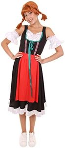 HPO Adult Women's Halloween Festival Group Oktoberfest Fraulein Dirndl Beerfest Costume, Red & Black Large HC-069