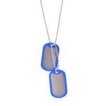 Paialco Stainless Steel Dog Tags Military Set Complete with Chains & Blue Silencers