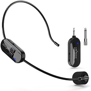 VOVIGGOL Microphone sans Fil, 2.4G Micro Casque sans Fil avec 2 en 1 et portée 50M, Wireless Microphone Serre Tête pour amplificateur de Voix, Guide Tourisme, Enseignement, PA Système