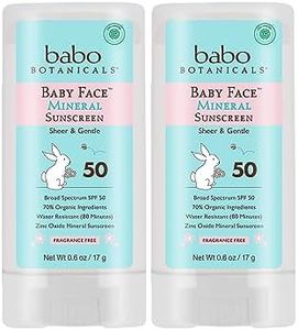 Babo Botanicals Baby Face Fragrance Free Spf 50 Mineral Sunscreen Stick - 0.6 Oz (pack Of 2), 0.6 Ounce