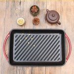 Cast Iron Enamel Oven Safe Cookware - Indoor and Outdoor Use - Grill, Stovetop, Induction Safe (13"Griddle)