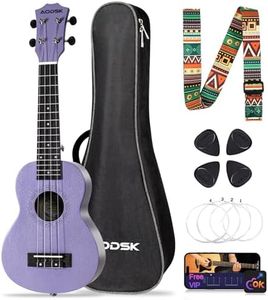 AODSK Soprano Violet Ukulele for Beginner 21 Inch Ukelele with Gig Bag Strap Nylon String 4 Picks Holiday Gift