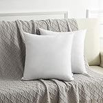 DWR Set of 2 Feather Down Throw Pillow Inserts 18x18 with Organic Cotton Cover, Goose Feather Square White Decorative Pillow Inserts for Bed, Sofa, and Couch